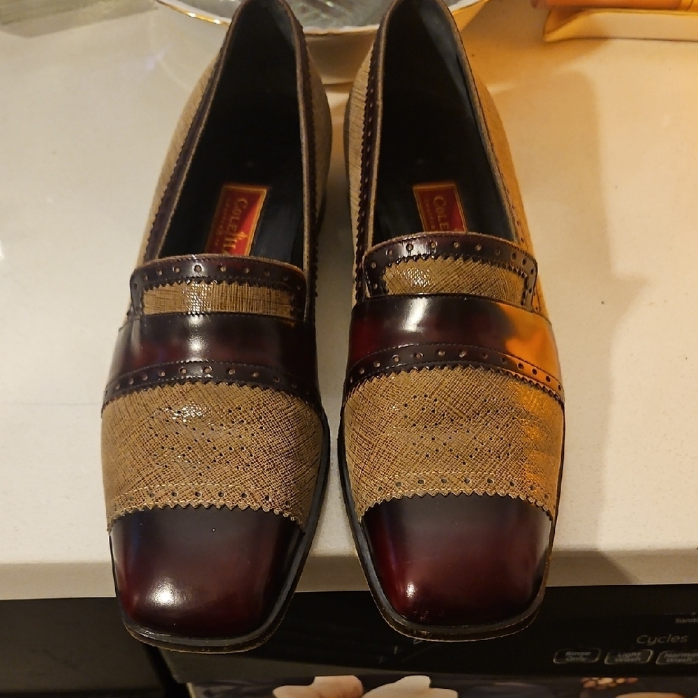 Cole Haan Tan and Burgundy Loafers